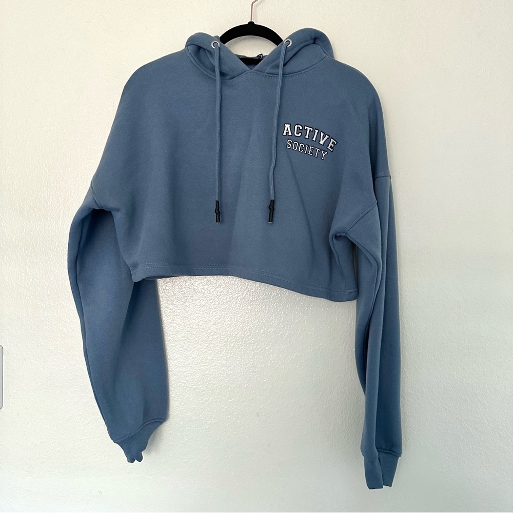 Nasty Gal Collection Blue Cropped Hoodie